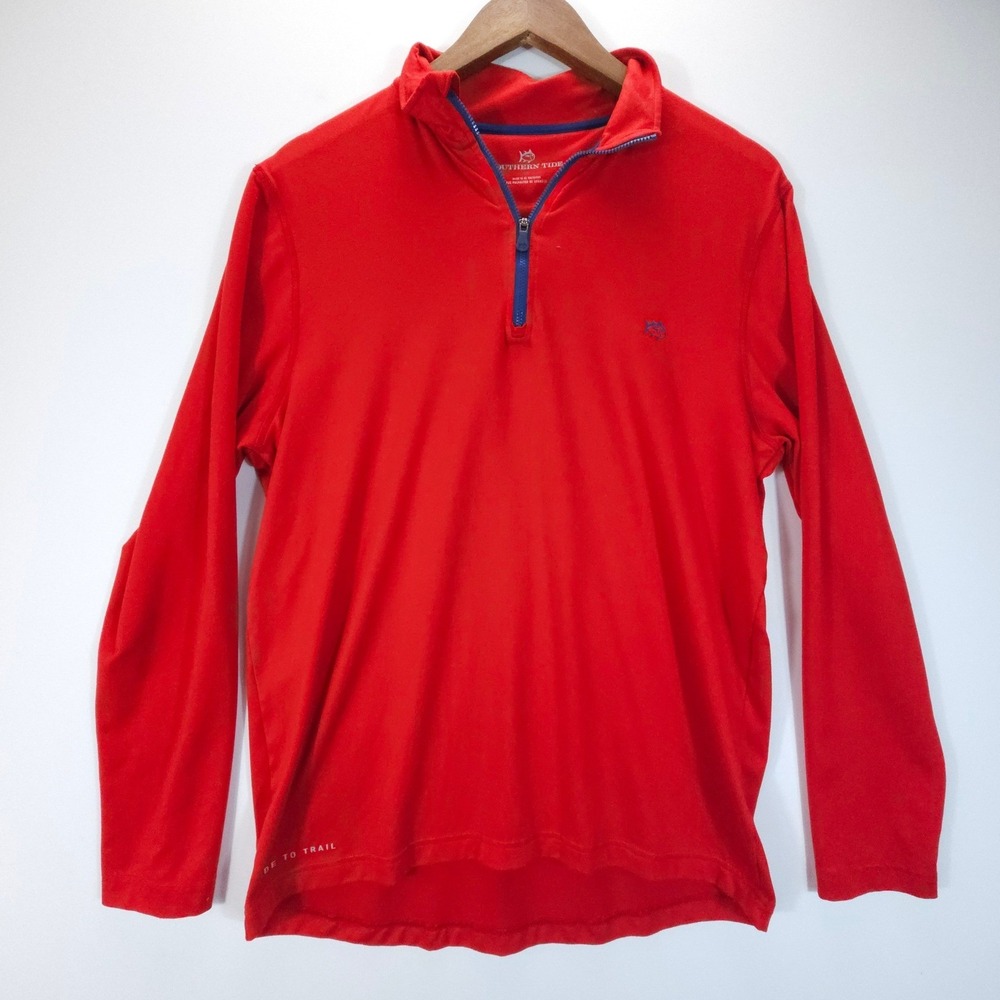 Southern Tide Tide To Trail 1/4 Zip Pullover Mens Medium Red Performance Stretch